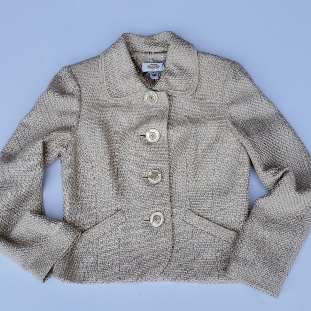 Talbot boucle tan jacket 4 button career Summer